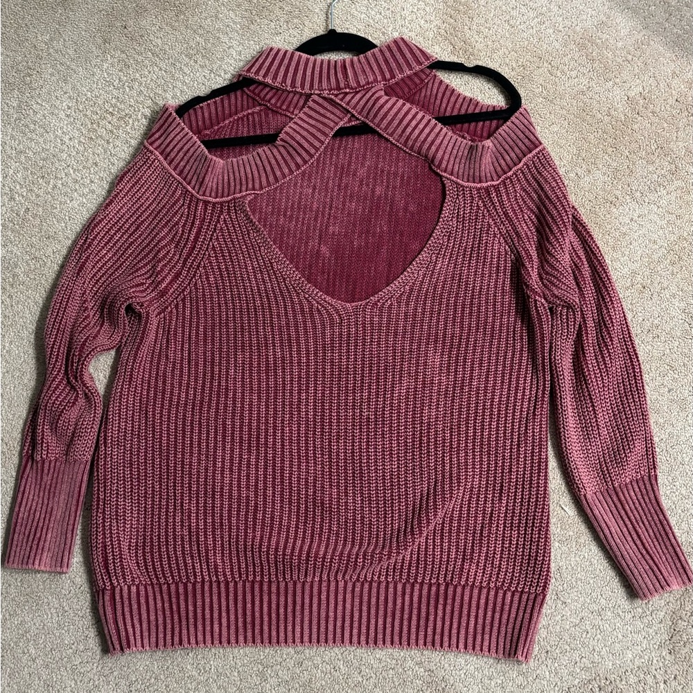 VENUS Off-the-Shoulder Sweater in Rich Burgundy